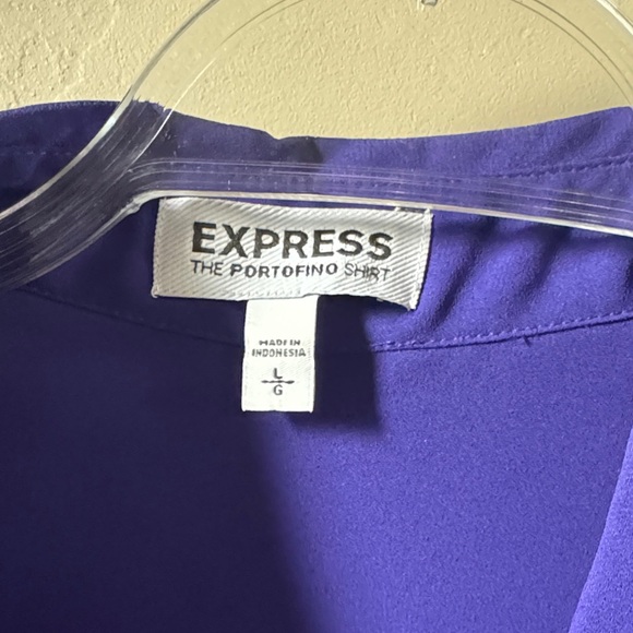 Express Royal Blue Button-Up The Portofino Shirt - Picture 2 of 4